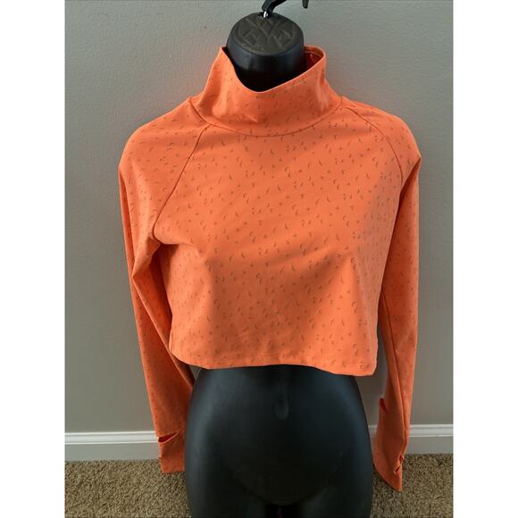 Oiselle Womens Small Long Sleeve Orange Reflective Firecracker Running Crop Top - Picture 2 of 11